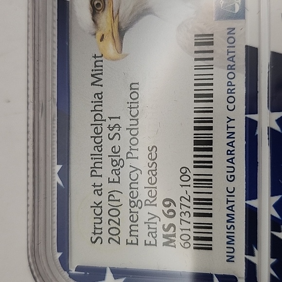 2020p Silver Eagle Emergency Production Early Release NGC Ms69 NWT - Picture 2 of 8